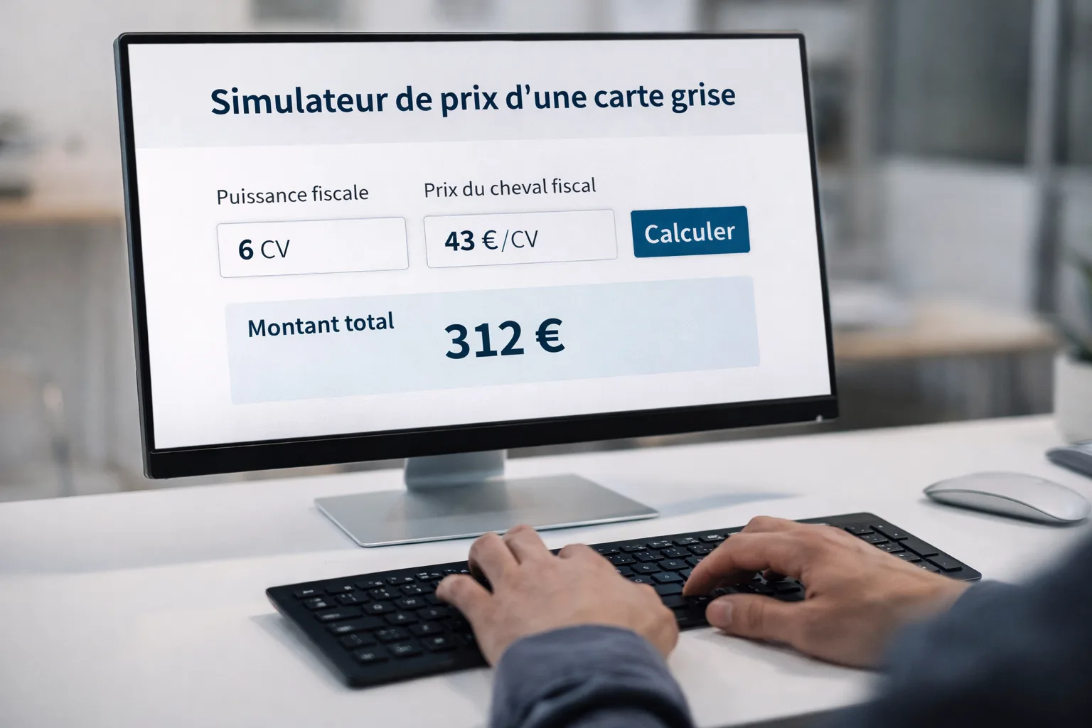 Simulation calcul prix carte grise 2026 taxes chevaux fiscaux région