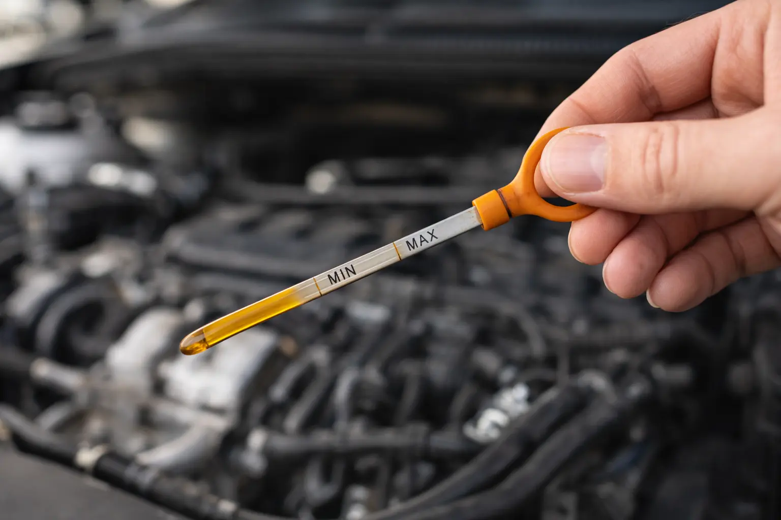 Huile moteur vérification niveau jauge