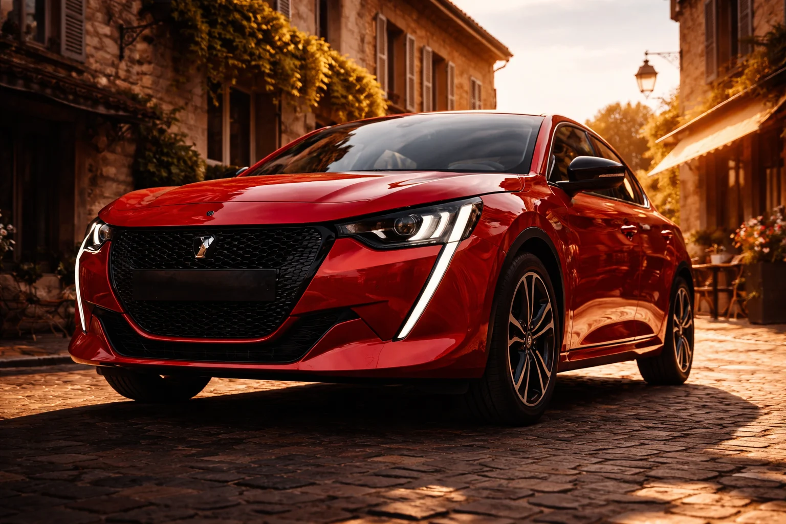 Peugeot 208 2026 — i-Cockpit angle bas, lumière rasante