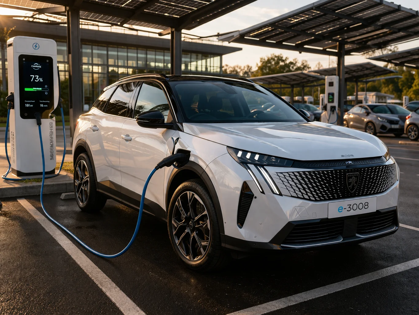 Peugeot e-3008 2026 version électrique charge borne autonomie design