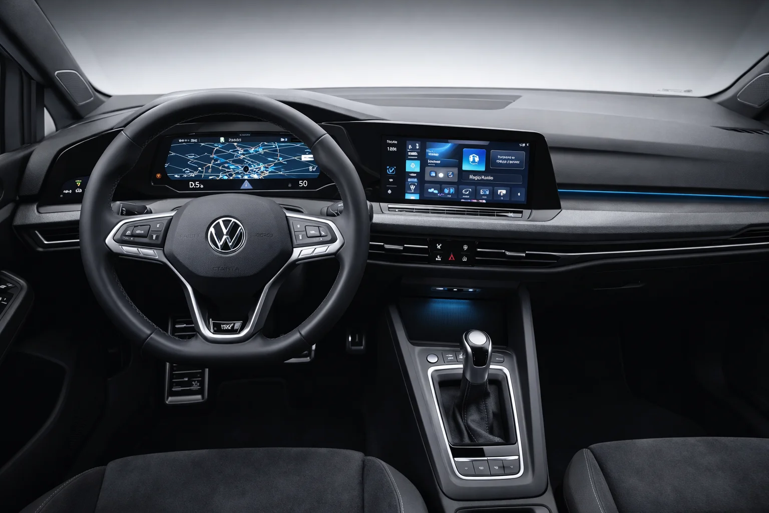Intérieur Volkswagen Golf 8 2026 Digital Cockpit Pro tableau bord numérique
